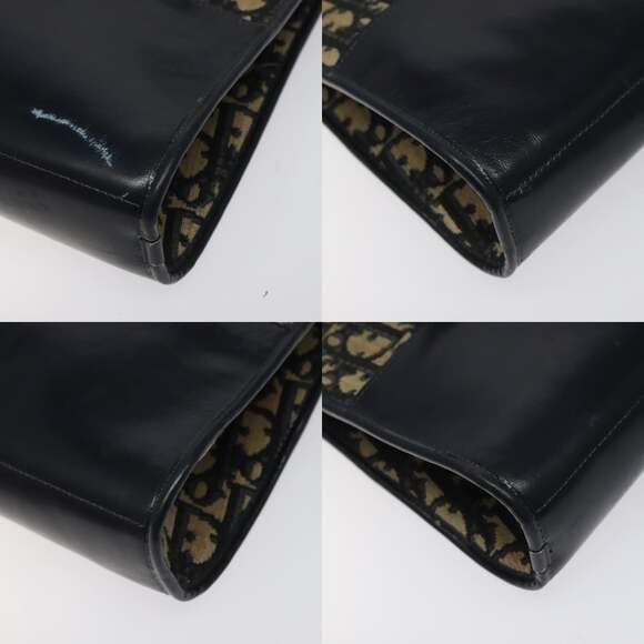 DIOR Trotter Canvas Hand Bag Navy Gold - Picture 10 of 12